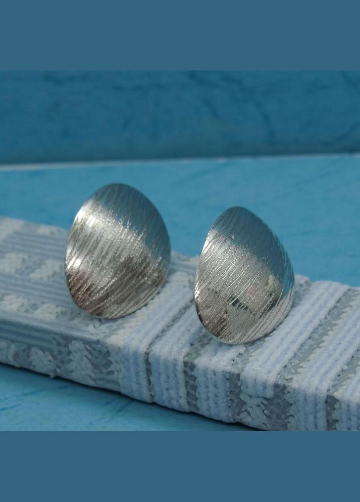 Срібні сережки пусети гвоздики "Пластина" овал No Brand (350667091)