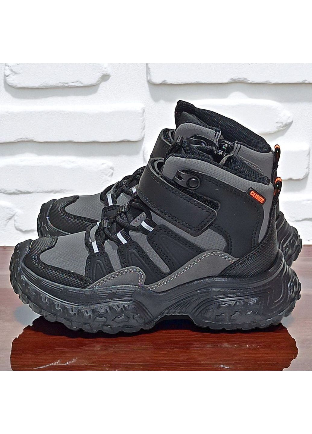 Темно-серые спортивные, повседневные, кэжуал осенние утепленные демисезонные ботинки, демисезонные хайтопы, утепленные хайтопы на флисе для мальчика клиби Clibee