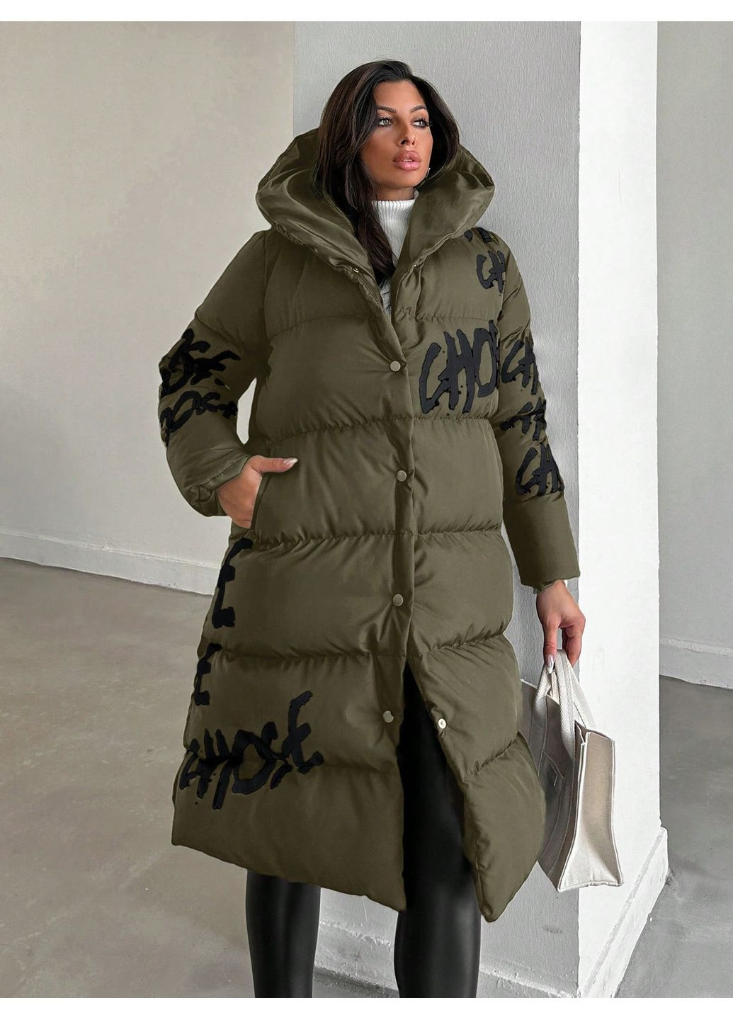 Оливковая (хаки) зимняя куртка SHEIN