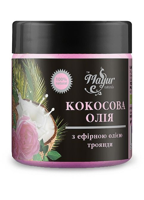 Натуральна кокосова олія для обличчя і тіла з ефірною олією троянди 140ml (427449-31017296) Mayur (368608899)