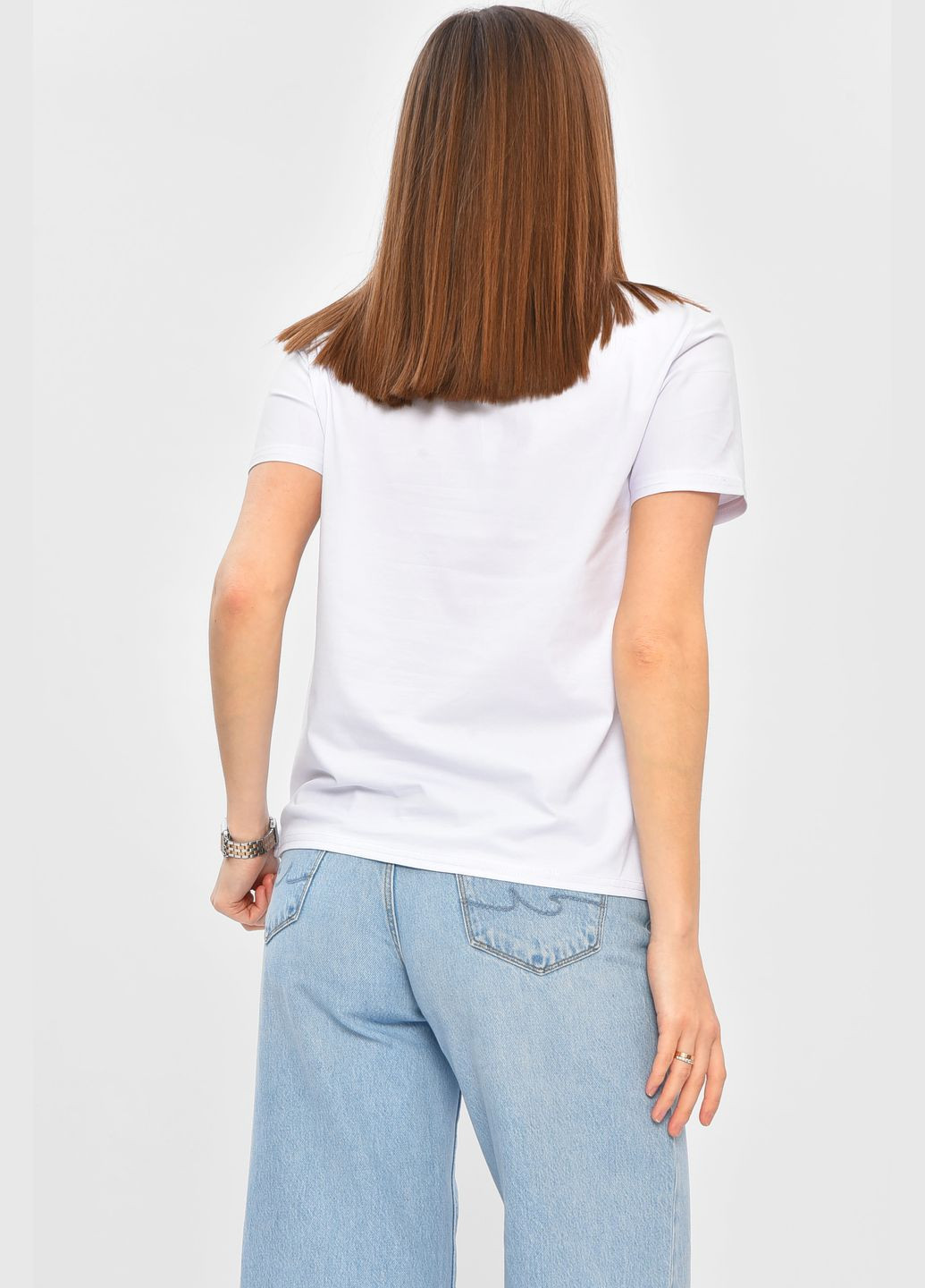 Футболка жіноча білого кольору з принтом Let's Shop - (332565040)