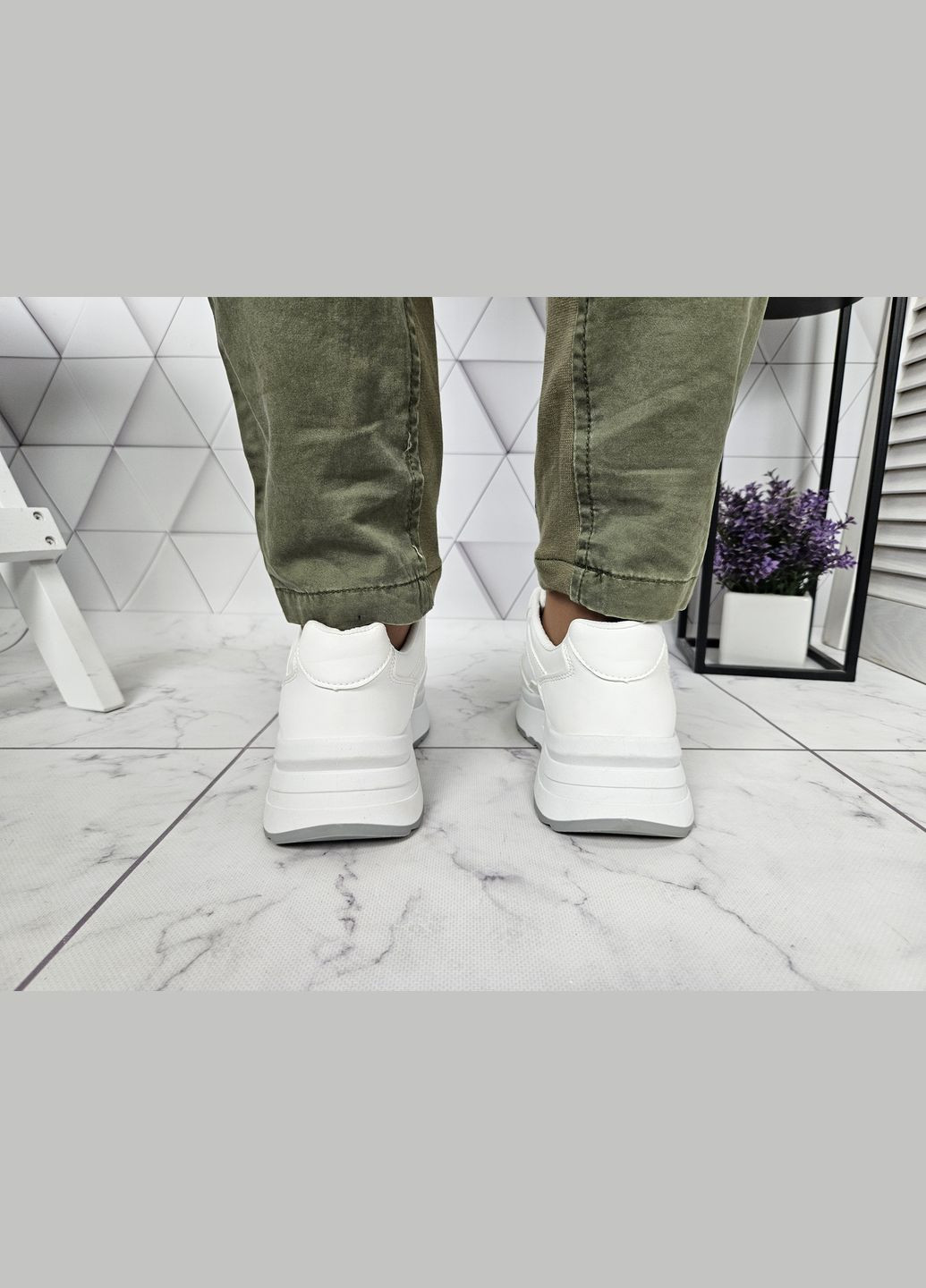 Белые кроссовки на платформе белые (24 см) sp-2950 No Brand