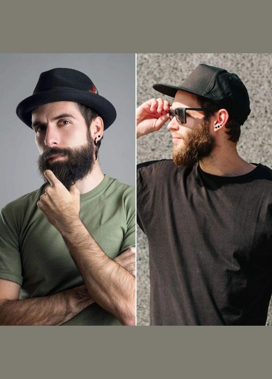 Чорні чоловічі сережки в стилі панк з нержавіючої сталі: сережки кільця Ланс №2 пара Liresmina Jewelry (299331956)