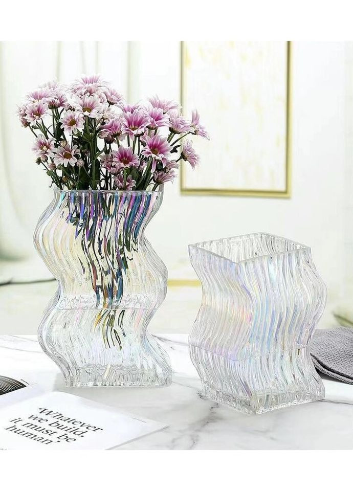 Ваза для квітів 14193 9х14.5х26.5 см перламутрова No Brand (320099561)