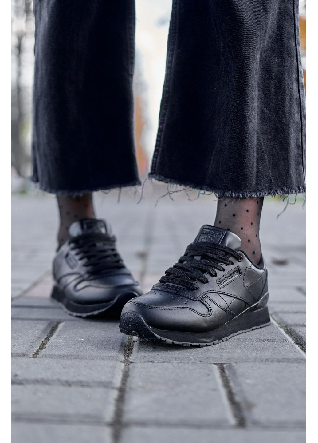 Чорні Осінні кросівки чоловічі reebok classic black fleece рібок No Brand