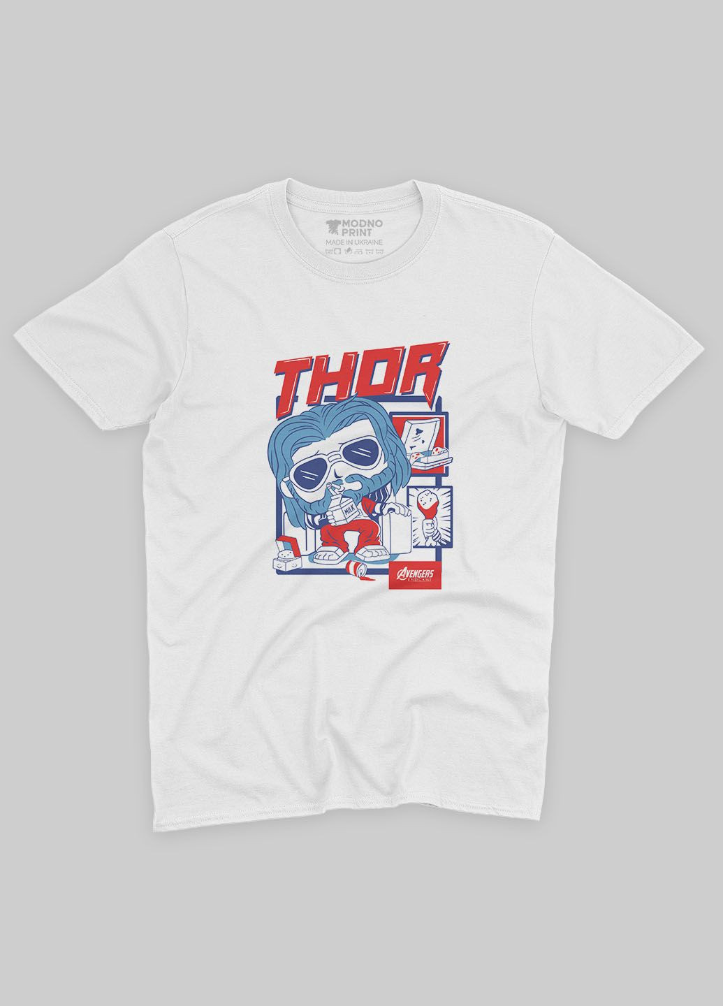Біла демісезонна футболка для хлопчика з принтом супергероя - тор (ts001-1-whi-006-024-002-b) Modno