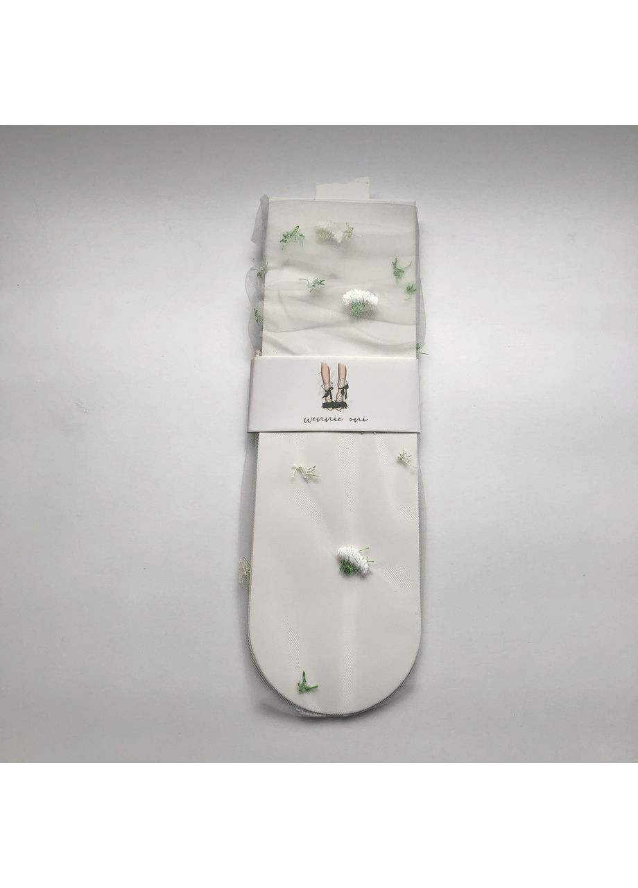 Білі жіночі фатинові шкарпетки з квітами квіткові (360897268)