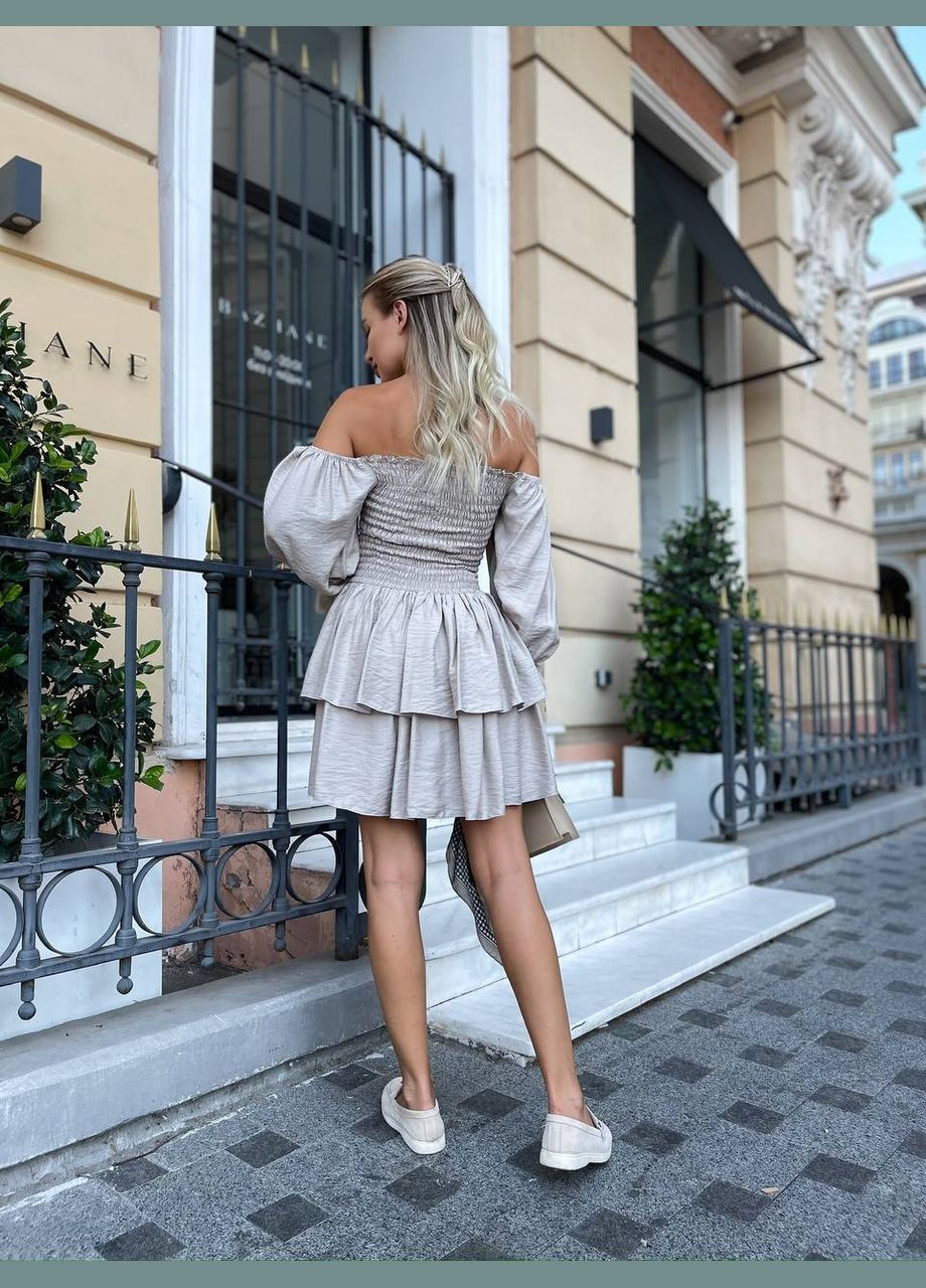 Бежевое повседневный женское платье FINO Mode однотонное