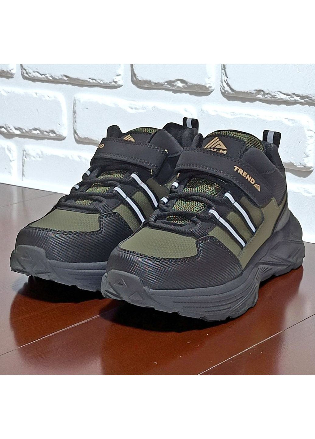 Хакі утеплені демісезонні кросівки ппідліткові хайтопи на флісі на липучках для хлопчика підлітка Tom.M