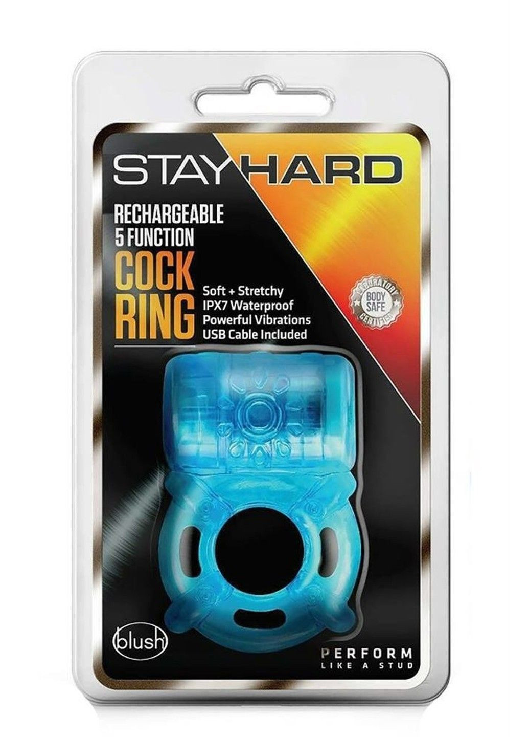 Кільце ерекційне з вібрацією STAY HARD 5 FUNCTION COCK RING BLUE Blush (289784436)