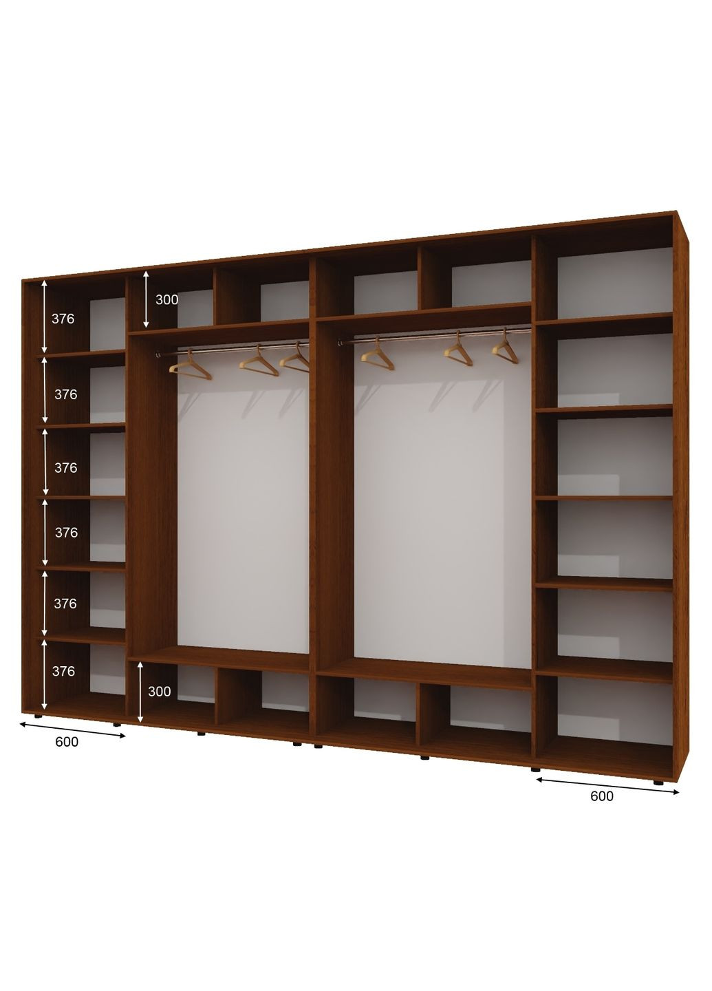 Шкаф-купе четырехдверный 350*60*220 см Орех лесной 4 двери Зеркало ШК-02 Алекса (360438922)