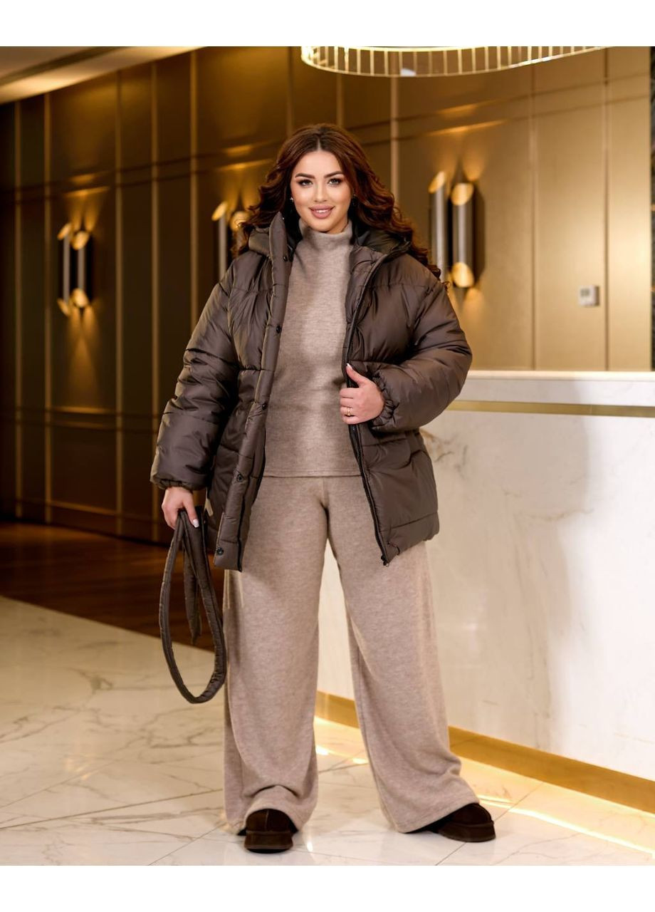 Коричнева демісезонна куртка жіноча тепла Style Point