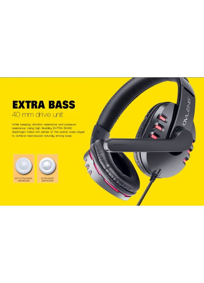 Игровые наушники накладные с микрофоном для компьютера кожзам 32Ом 20Гц-20кГц 3,5мм (mini-jack) X6 Черно-оранжевый Ovleng (350349077)