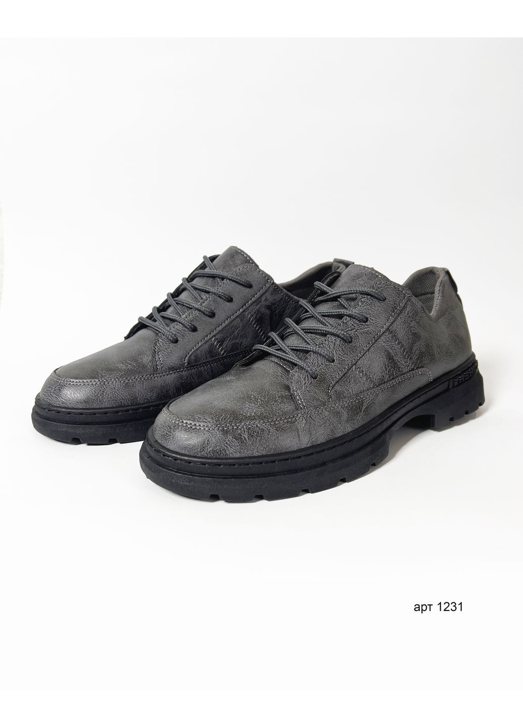 Серые демисезонные туфли мужские shoes grey No Brand Oxford