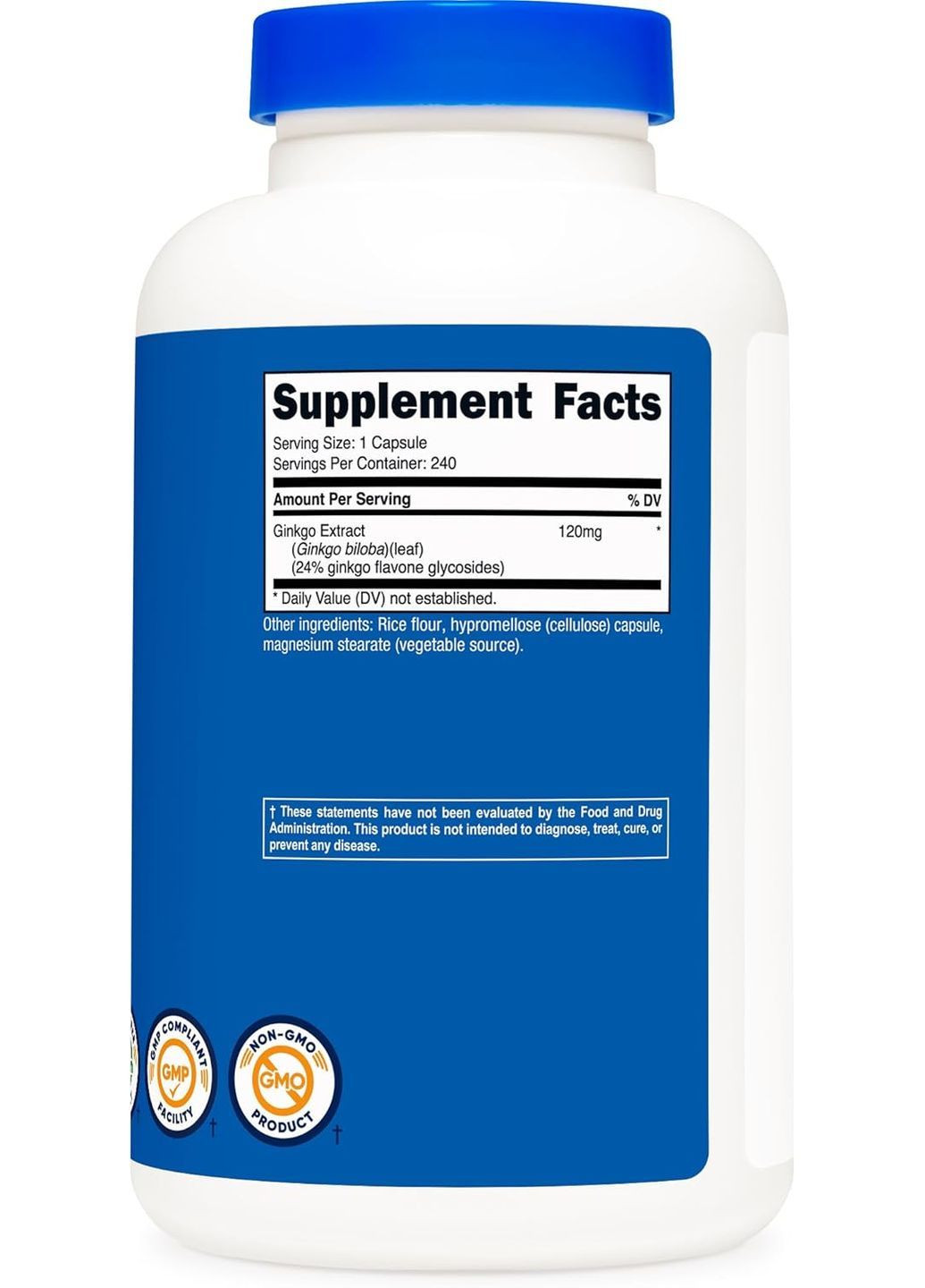 Екстракт листя гінкго білоба Ginkgo Biloba, 120 mg, 240 Capsules Nutricost (370169297)