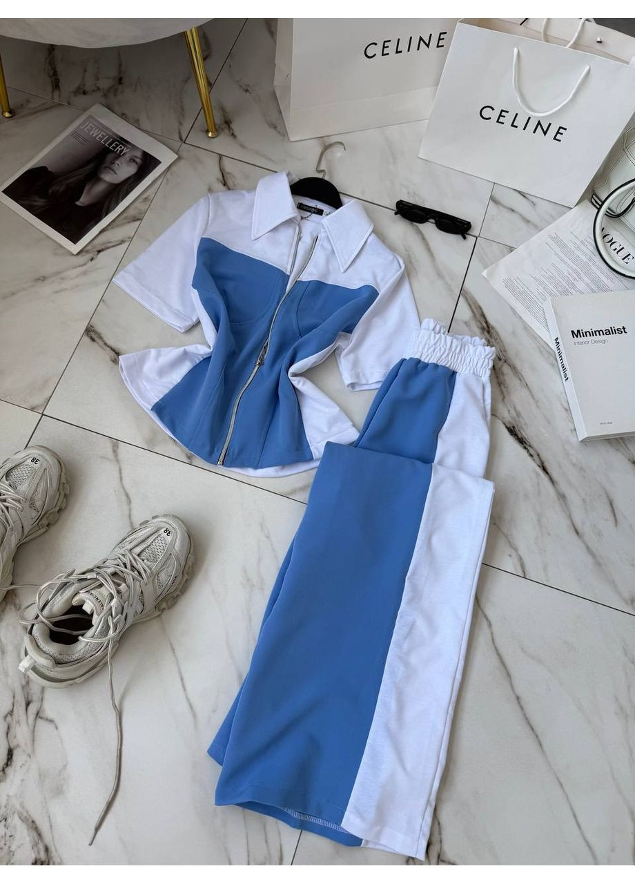 Костюм двонитка+костюмка,штани палаццо та кофтинка на блискавці Україна (356497971)