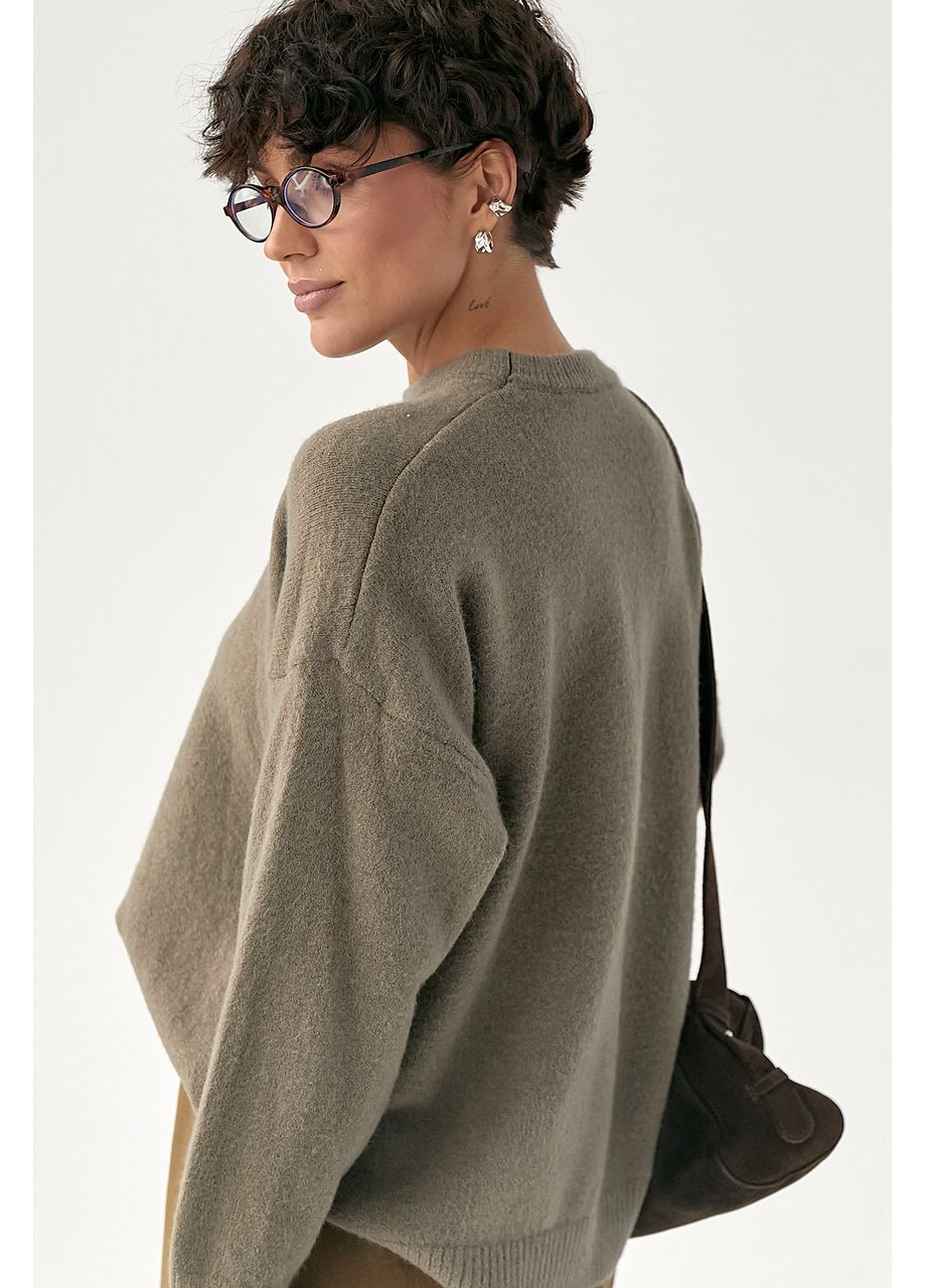 Вязаная свободная кофта с декоративным швом Lurex (372255445)