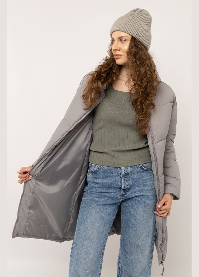 Серая зимняя женская куртка цвет серый цб-00223840 Dai Fei Xue