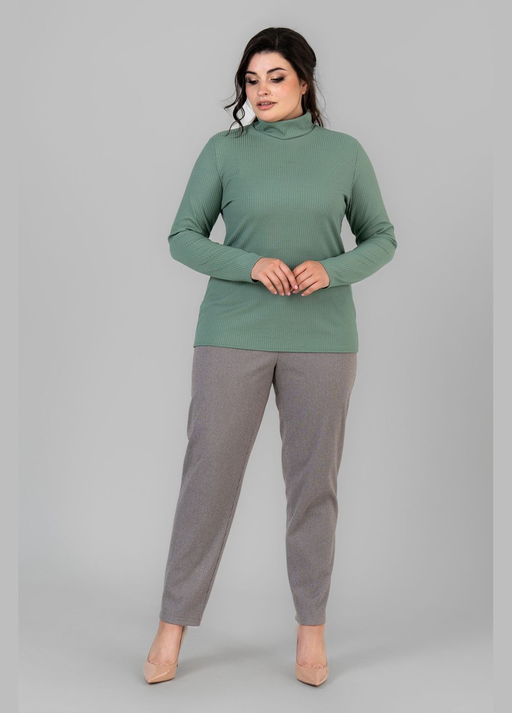 Зеленый демисезонный женский гольф приталенного кроя с воротником-стойкой all posa (ap101676p) A'll Posa