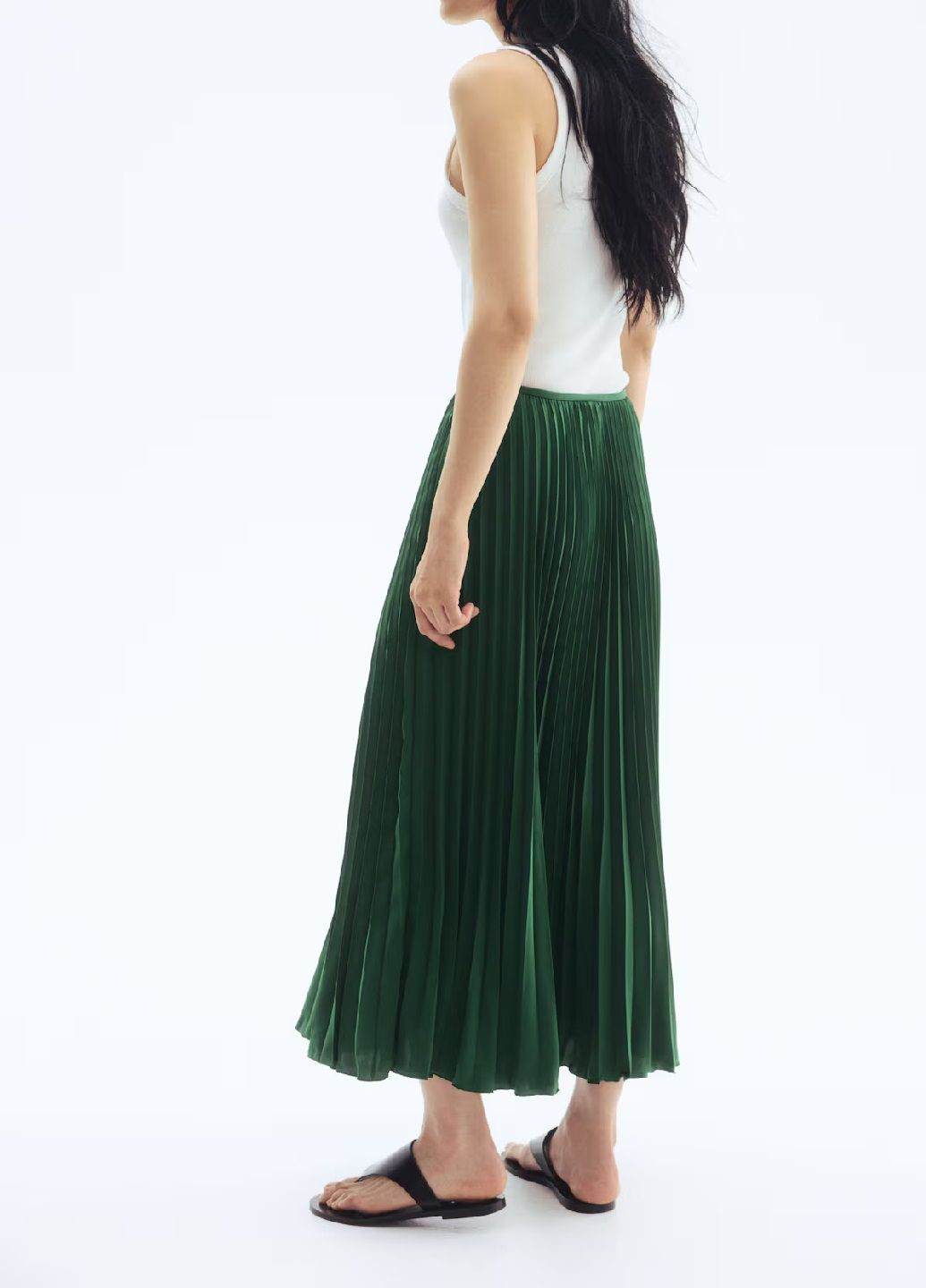 Темно-зеленая праздничный однотонная юбка H&M