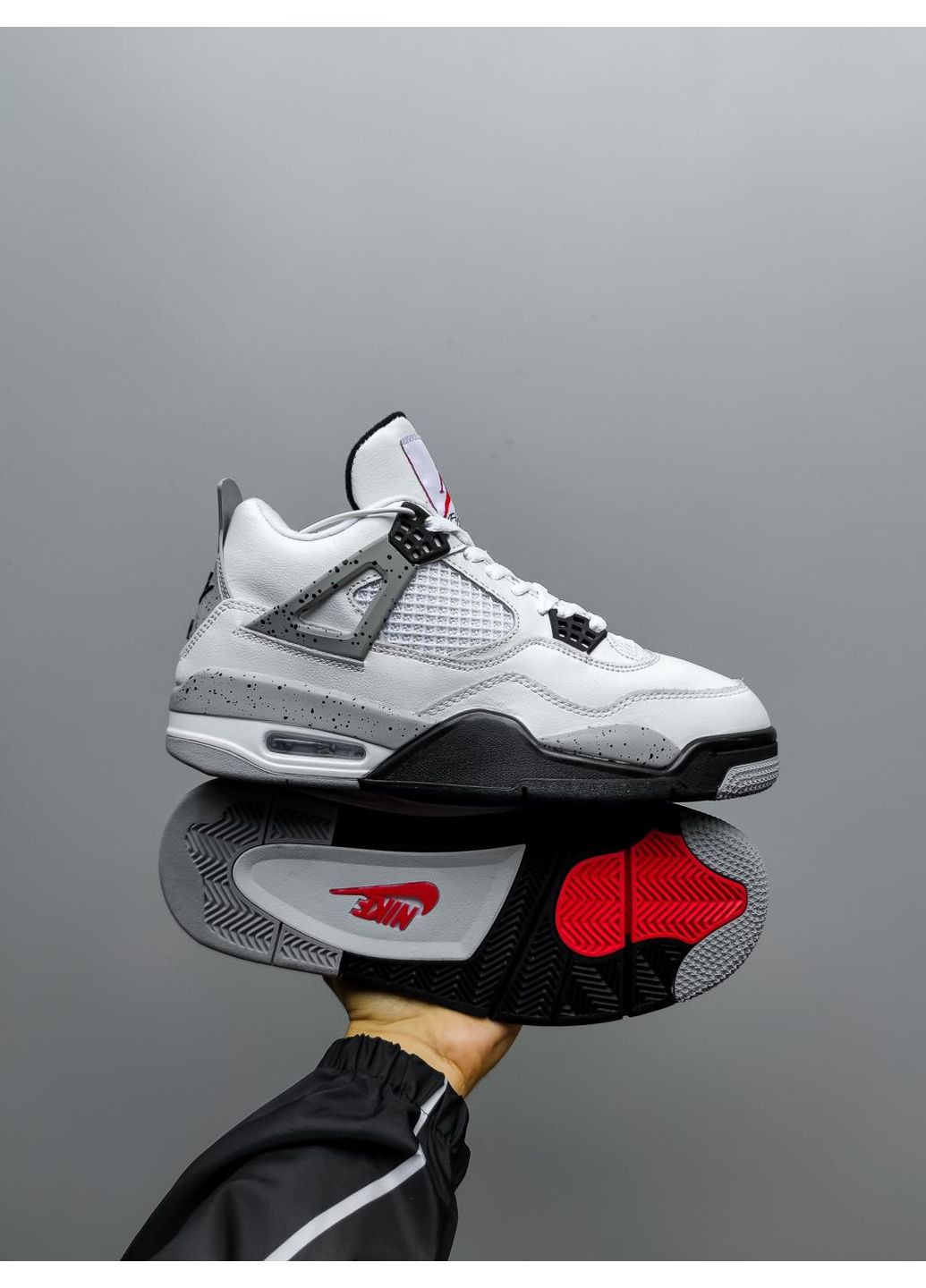 Черные зимние кроссовки мужские nike air jordan 4 triple white black fur найк аир джордан No Brand