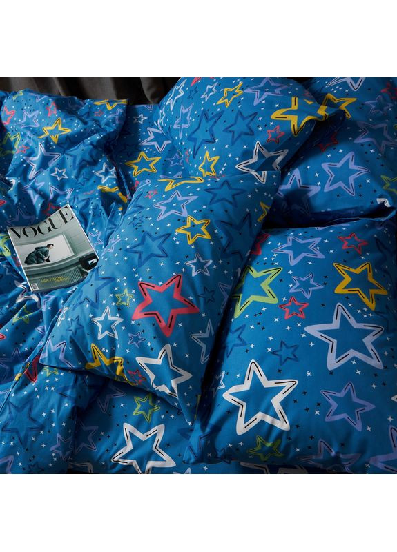 Комплект постельного белья Бязь Gold Люкс Полуторний Евро 160х220 наволочки 2х70х70 (MS-820009297) Moon&Star Galaxy Dreams (356114908)