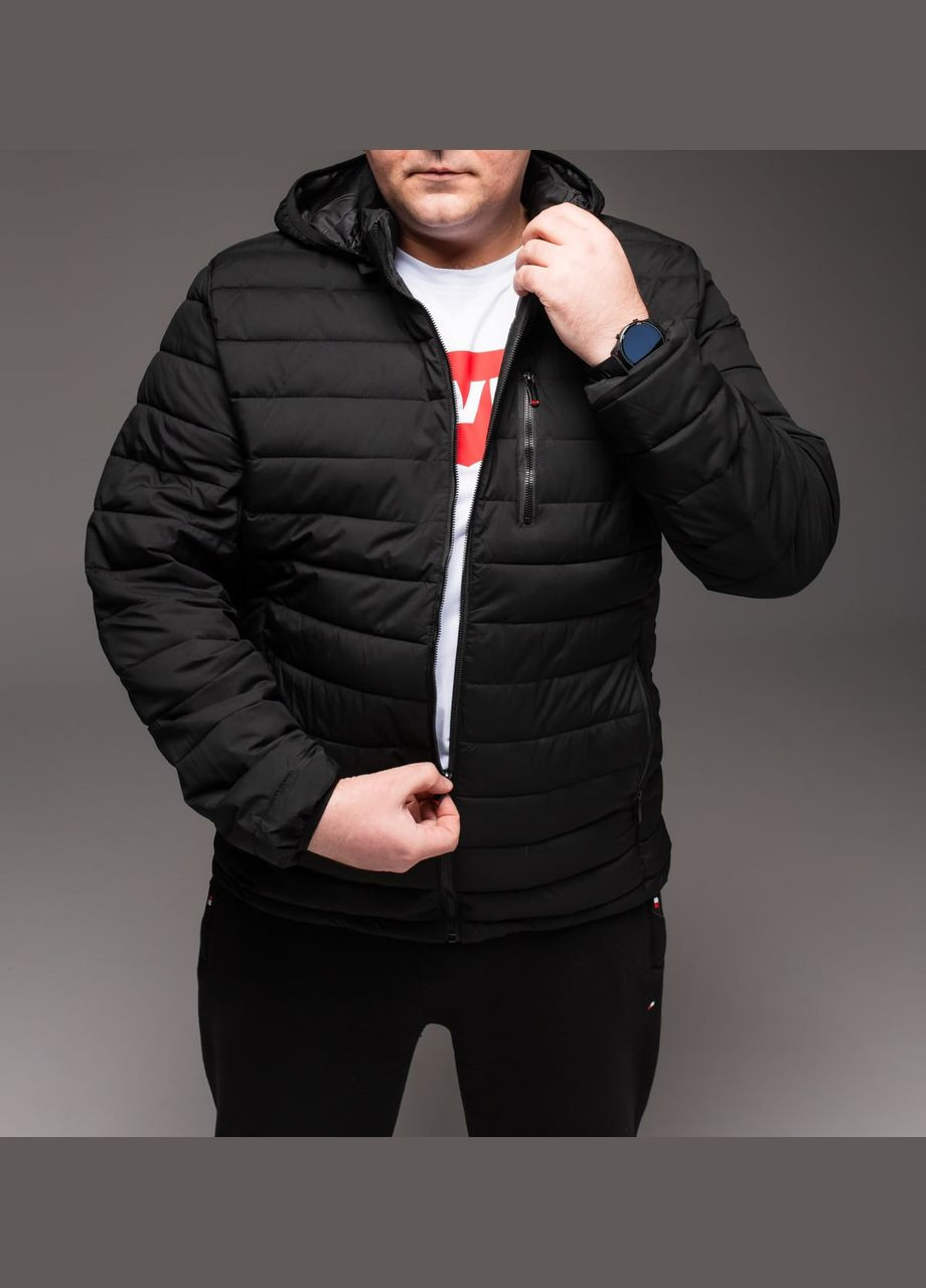 Чорна демісезонна утеплена стьобана куртка батал Vakko