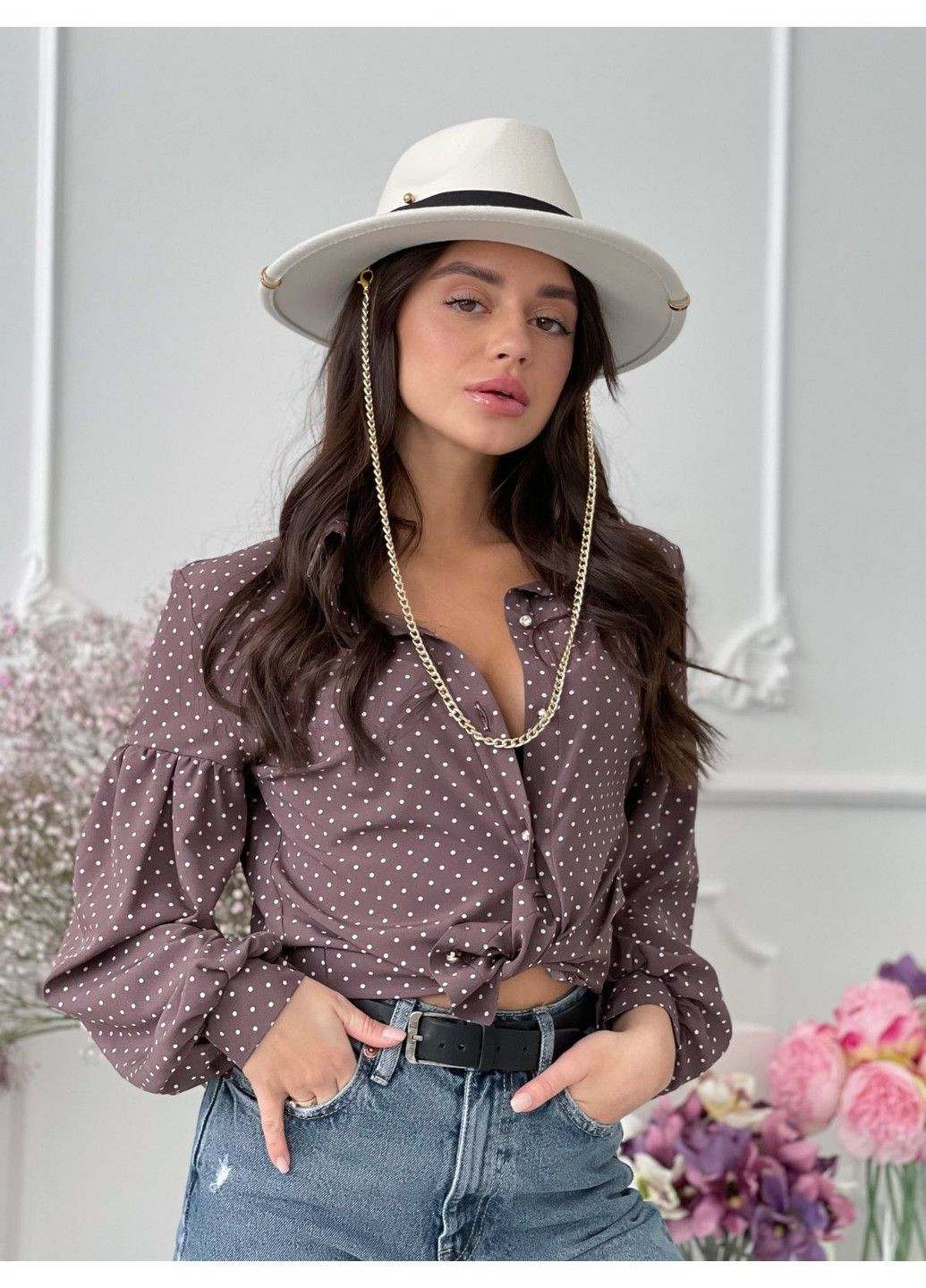 Шляпа женская Федора Calabria с металлическим декором и цепочкой белая No Brand (308448901)