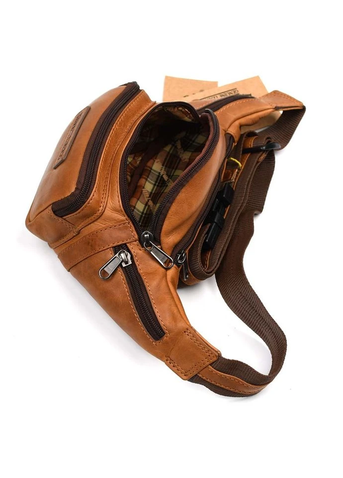 Напоясна сумка чоловіча зі шкіри Hill Burry HB3044B коньячна No Brand (298747946)