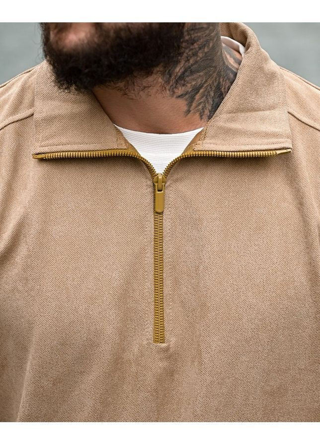 Бежевый демисезонный мужской замшевый костюм No Brand