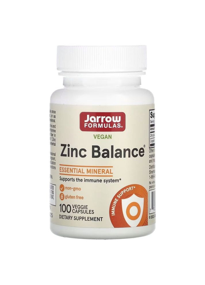 Витамины и минералы Vegan Zinc Balance, 100 капсул Jarrow Formulas (323214584)