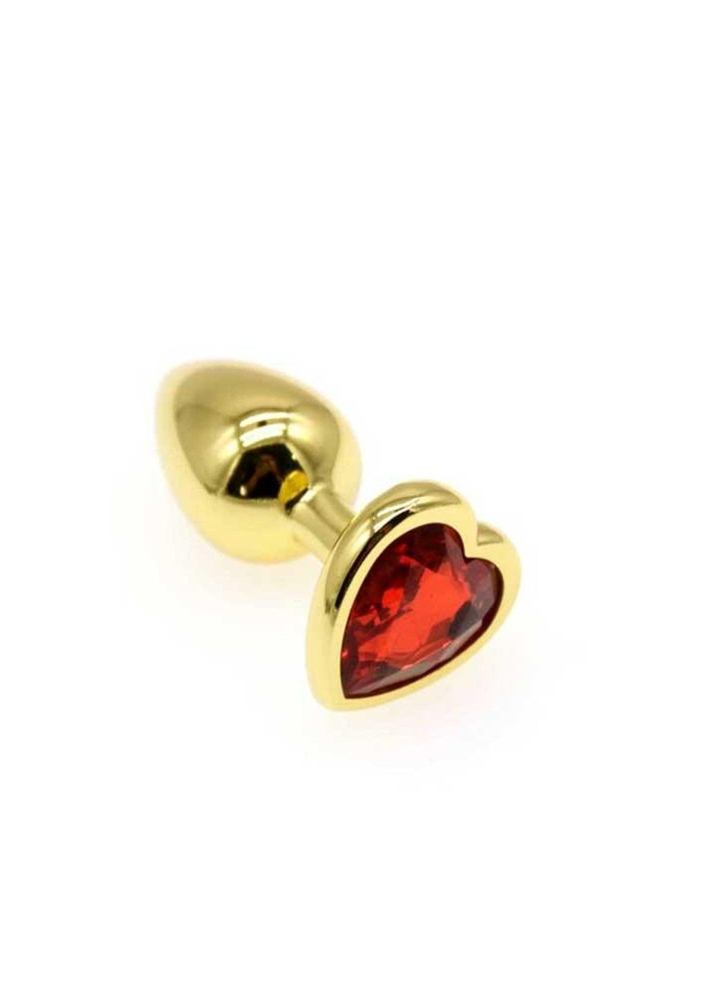 Золотая анальная пробка с кристаллом сердечко - 8,2*3,3 см (M) – Анальные игрушки No Brand (288538206)