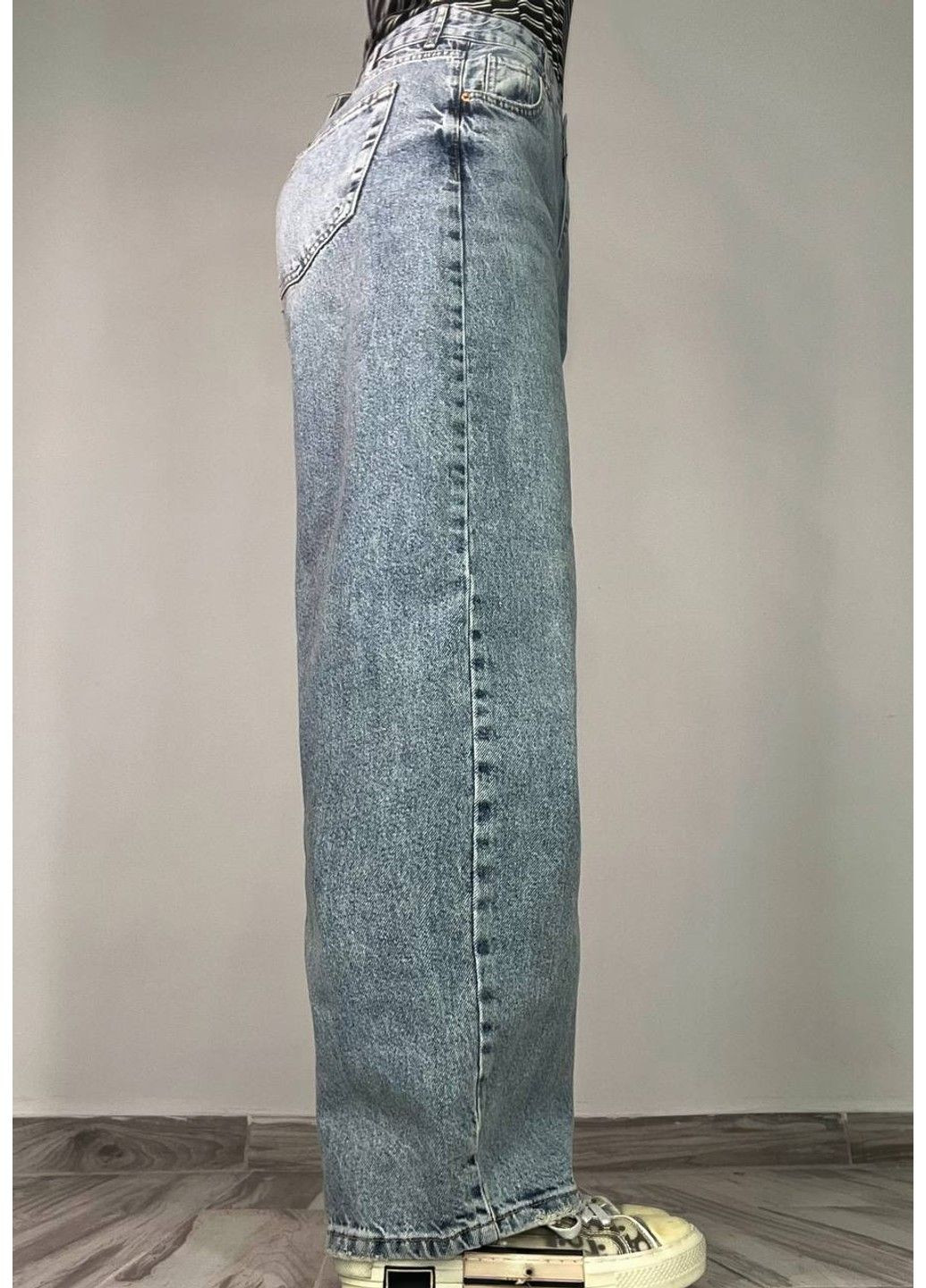 Джинси жіночі 3140 skater balon широкі банани затяжка на талії блакитні Its Basic - (322563575)