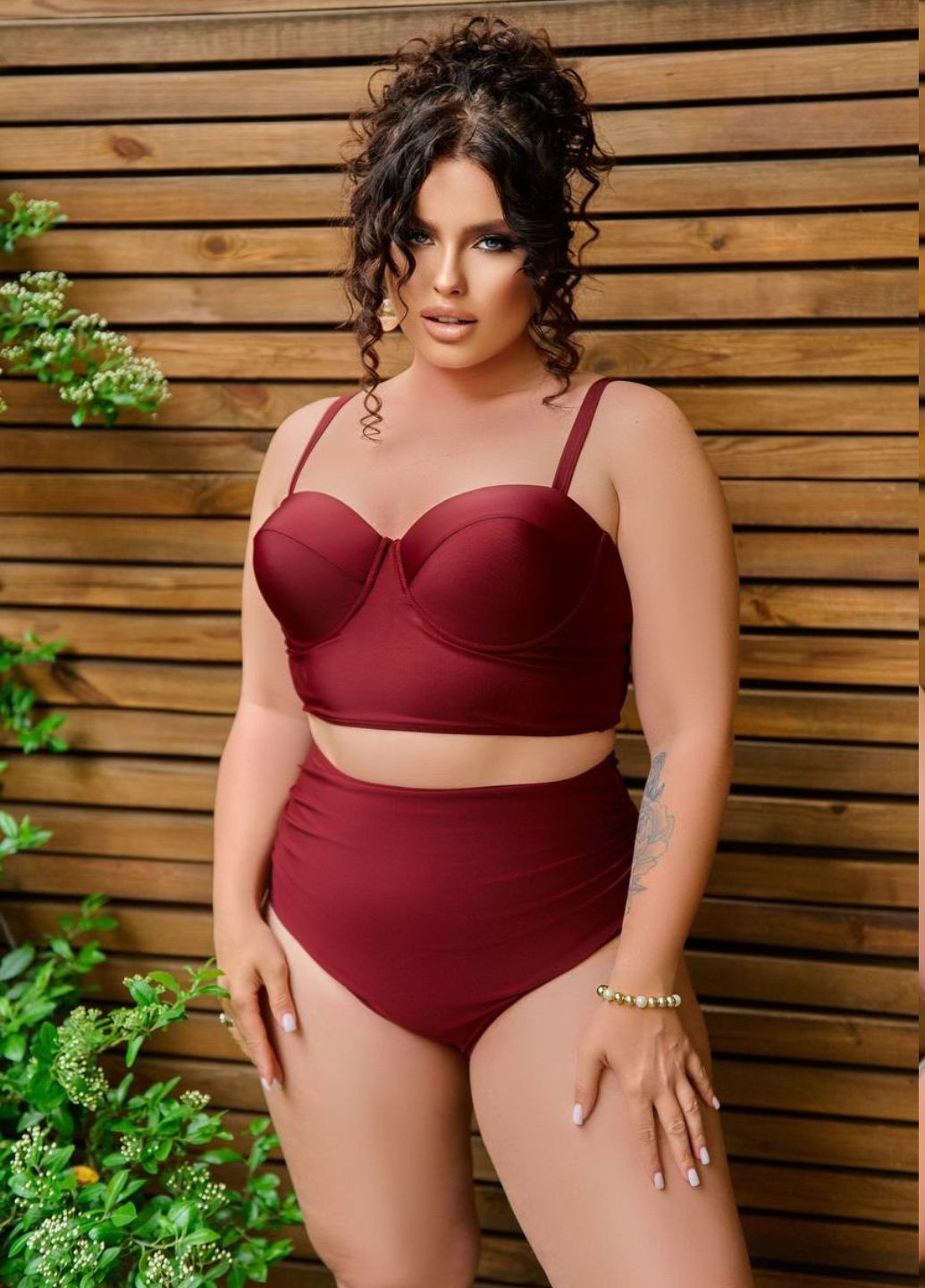 Бордовый демисезонный женский стильный купальник раздельный No Brand