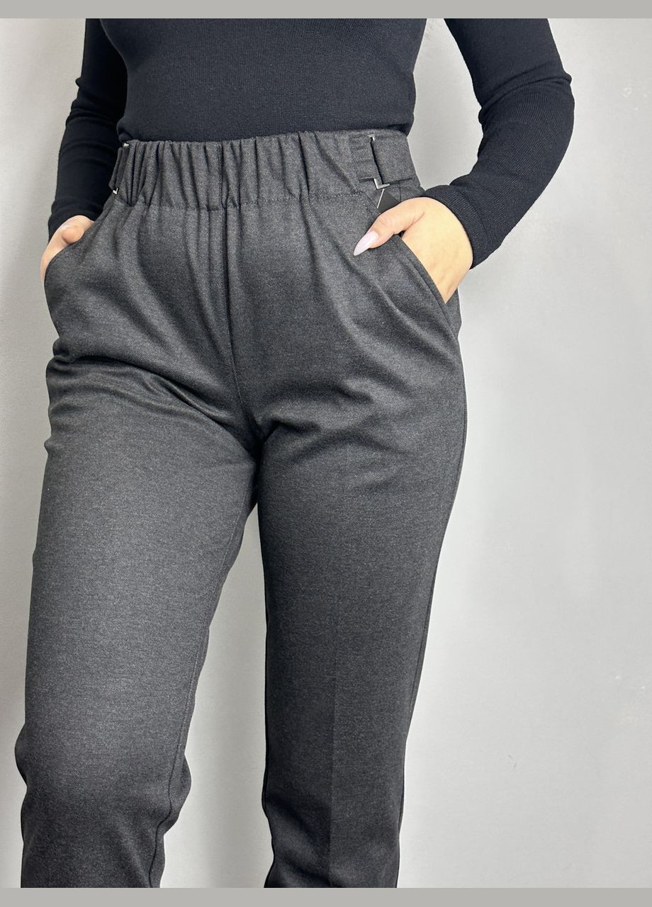Жіночі класичні штани сірі звужені до низу великого розміру MKJL1108011-1 Modna KAZKA (277159818)