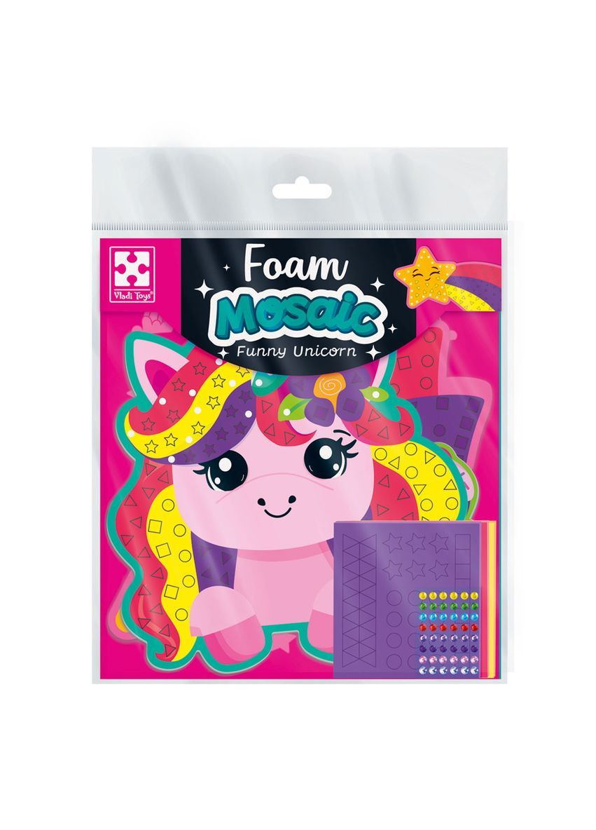 Набор для детского творчества с мягкой мозаикой и стразами «Веселый Единорог» VT4511-20 Vladi toys (366409446)