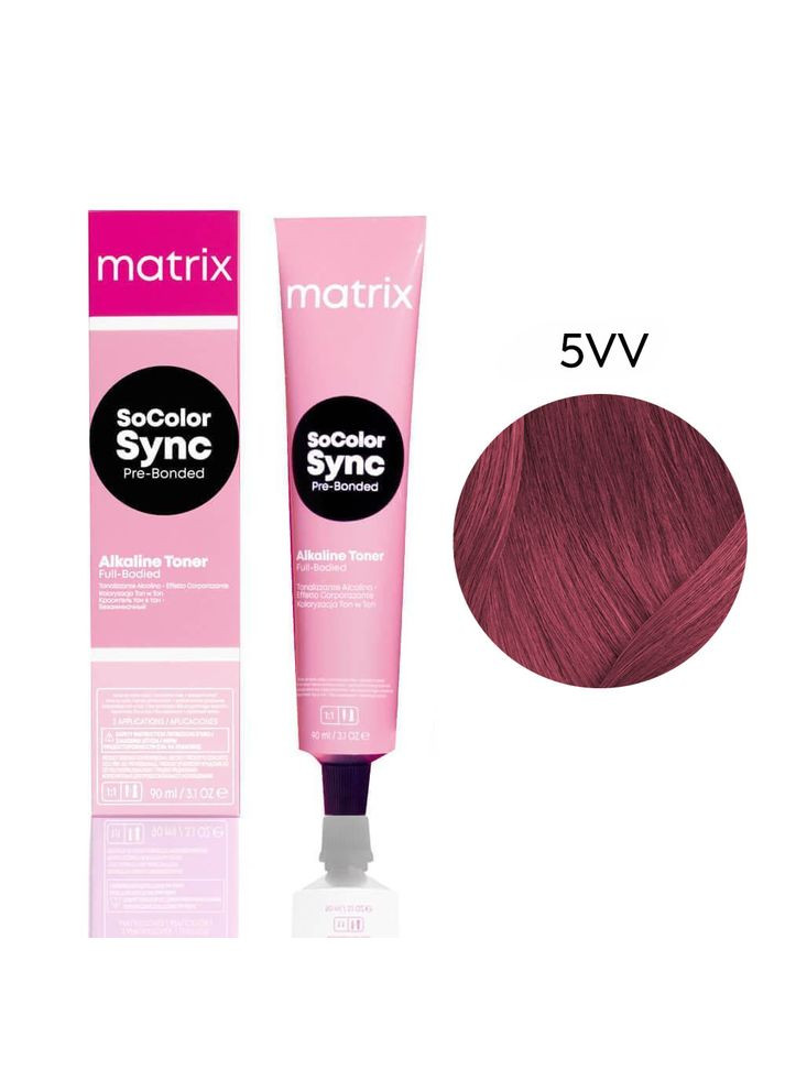 Безаммиачный тонер для волос на кислотной основе SoColor Sync PreBonded 5VV светлый шатен глубокий Matrix (292736833)