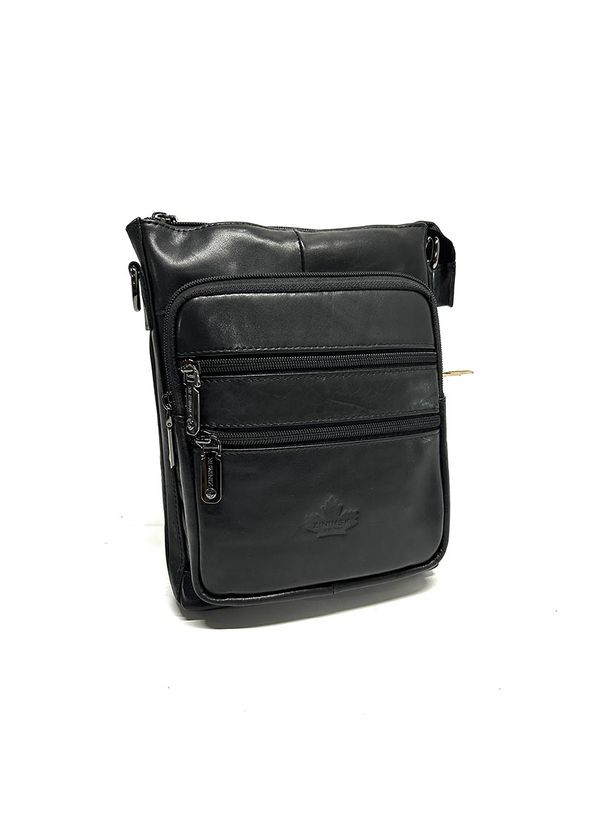 Чорна шкіряна чоловіча маленька сумка через плече з гладкої натуральної шкіри No Brand (316715417)