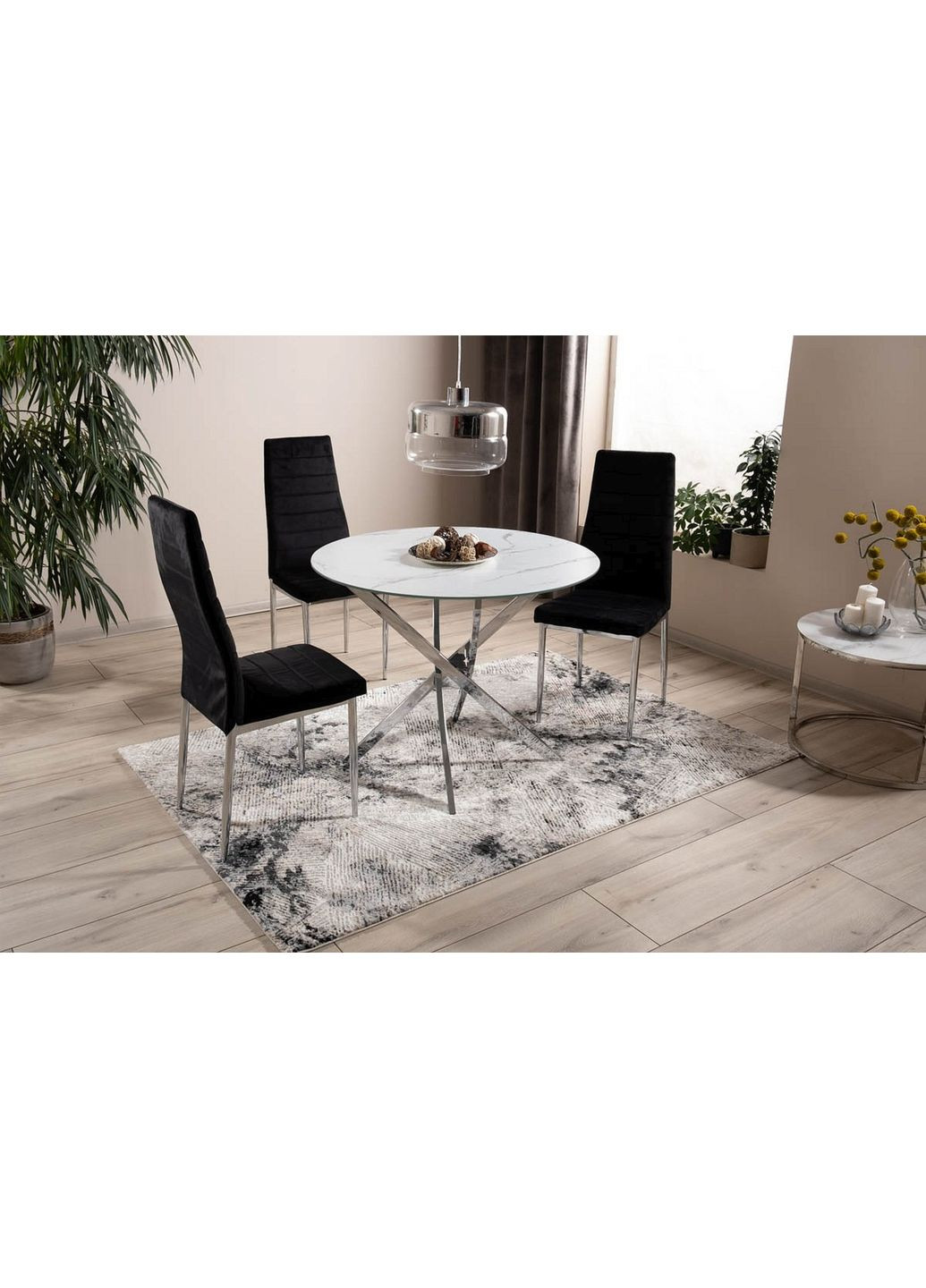 Стіл обідній AGIS ефект білого мармуру / Хром діаметр 90 AGISCCH90 Signal (372178594)