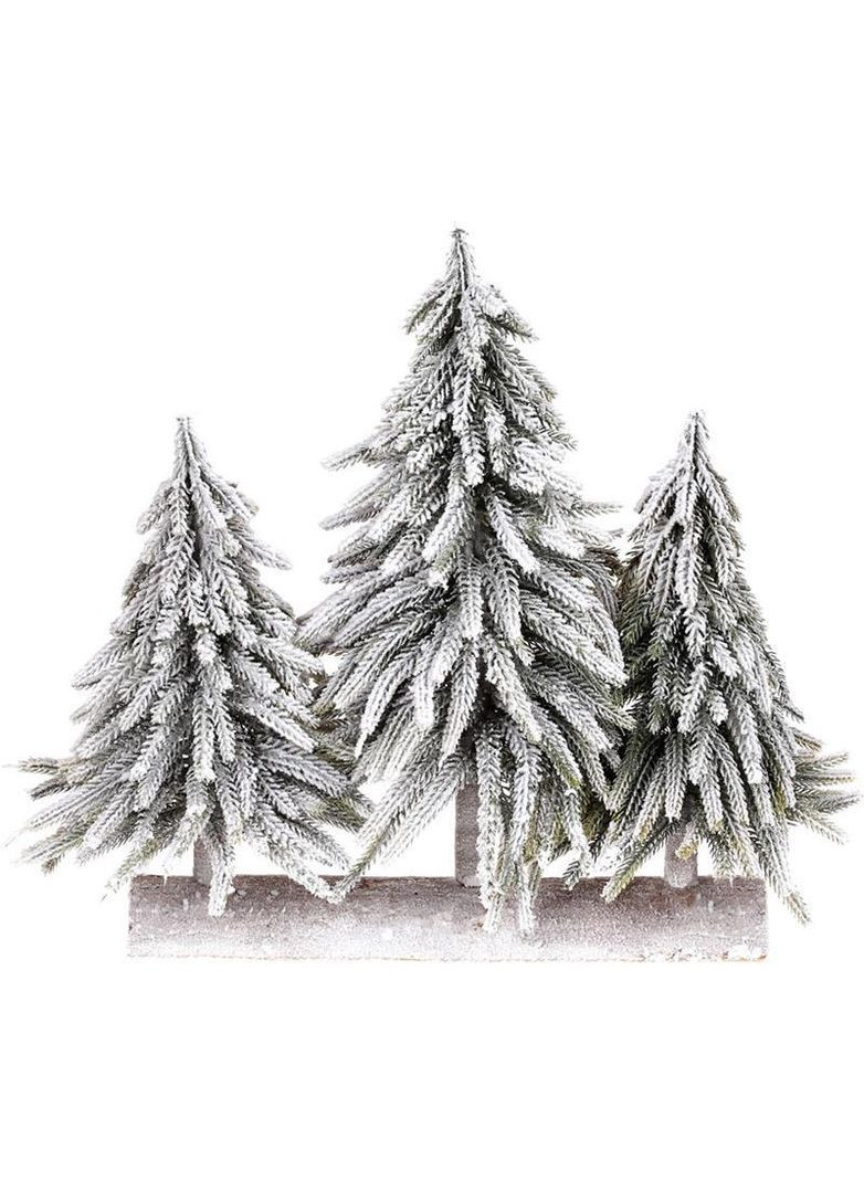 Декоративная композиция из 3 елок "Снежная" 35х15х35см, на деревянной подставке Bona (329898146)