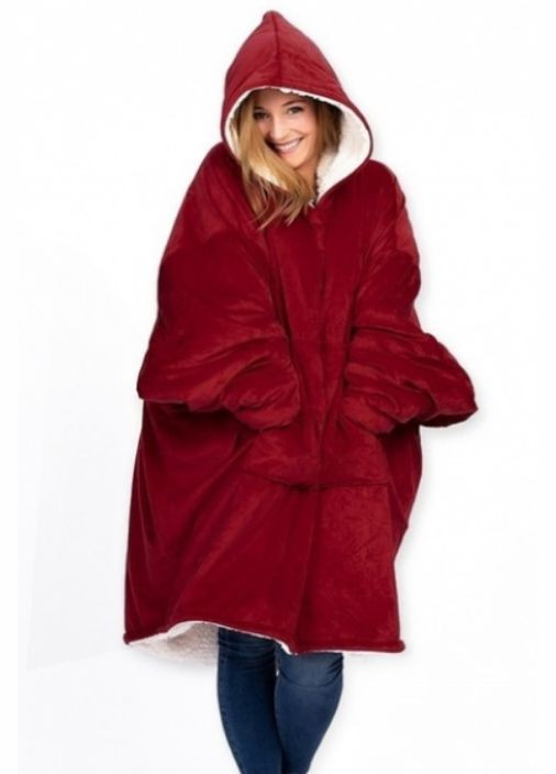 Толстовка-плед с капюшоном Huggle Hoodie двухсторонняя красный (1762056417) No Brand (335808242)