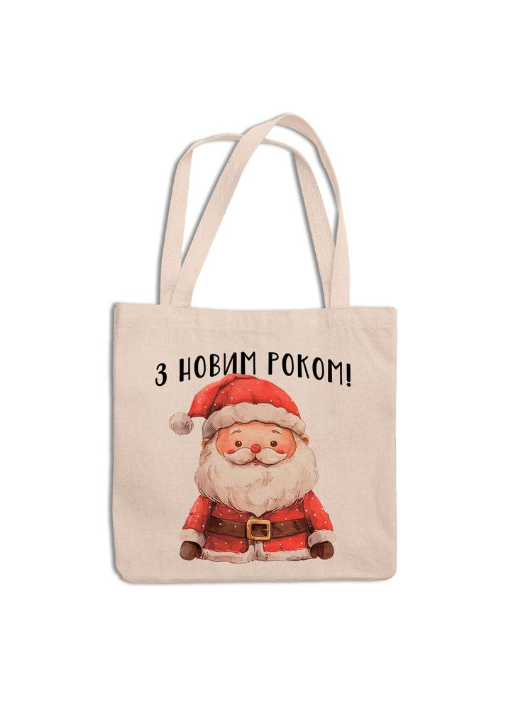 Эко сумка, шоппер, повседневная с новогодним принтом "С Новым Годом Санта Клаус" Кавун шопер (316138014)