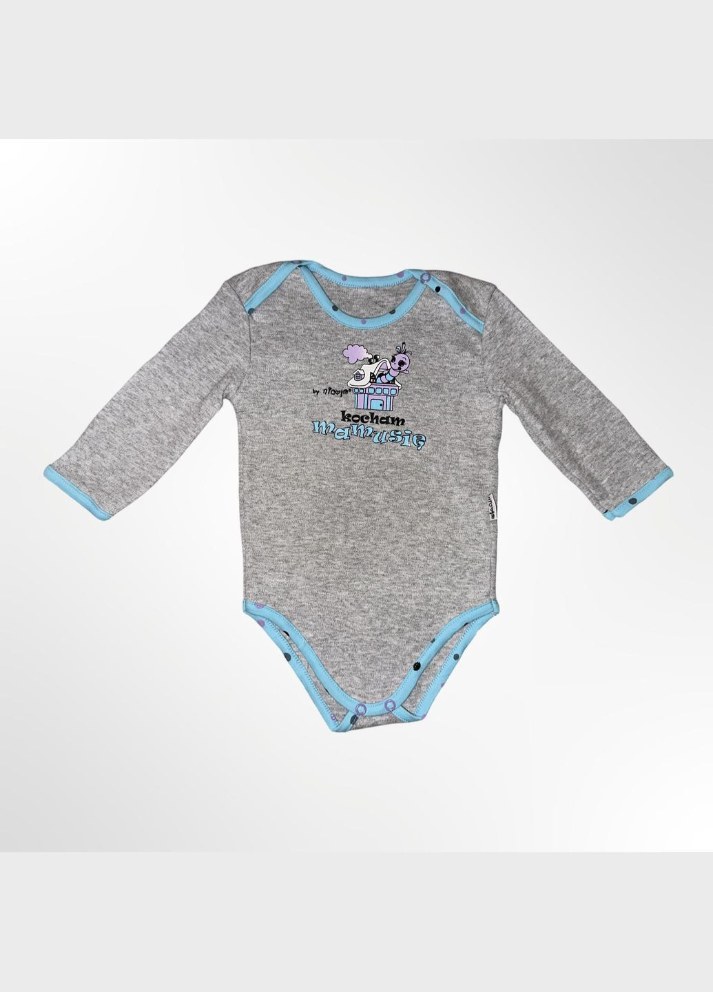 Детское боди для мальчика с длинным рукавом 62-92 см Серый (0433-1) Nicol (337347917)