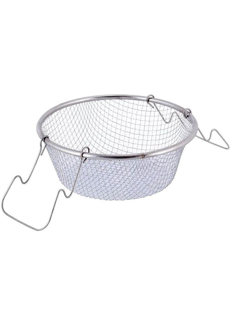 Кастрюля-фритюрница 4л углеродистая сталь для жарки и варки с пароотводом сетка для фритюра Kamille (368988566)