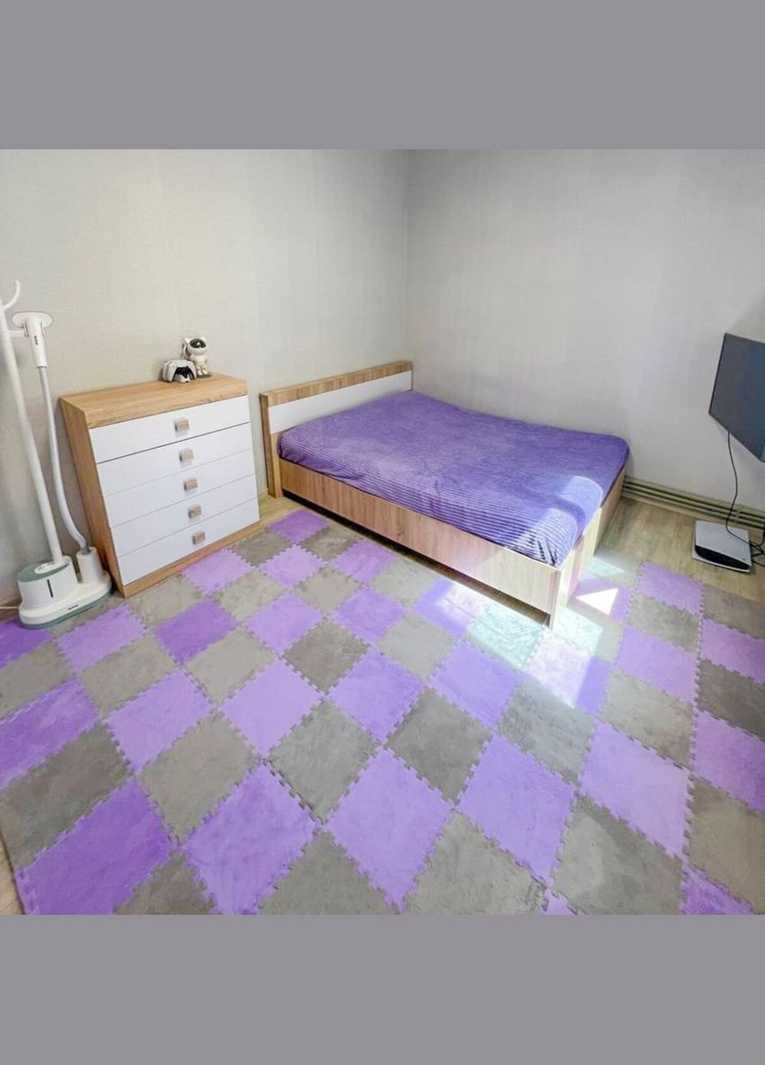 Підлога-пазл плюшевий 30х30х1см Світло-сірий (D) SW-00002080 Sticker Wall (359476940)