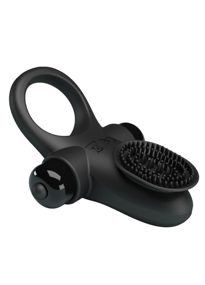 Віброкільце на член з вібростімуляцією клітора чорне Pretty Love "Vibrant penis ring II" LyBaile (300372387)