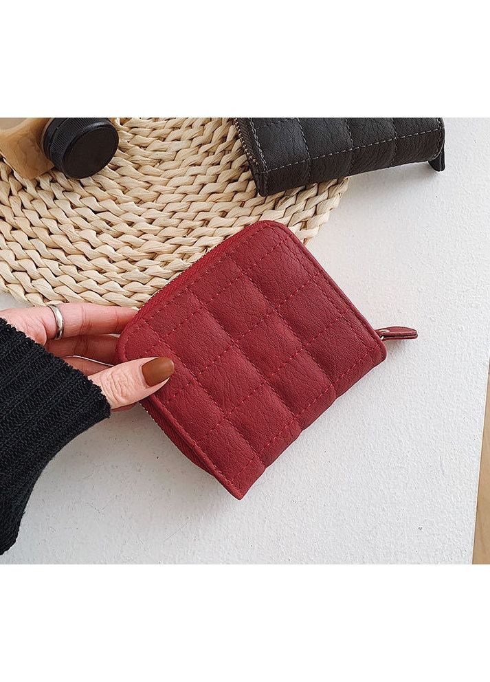 Маленький жіночий гаманець стьобані екошкіра червоний міні портмоне на блискавці для дівчат і жінок ProDobro (363260086)