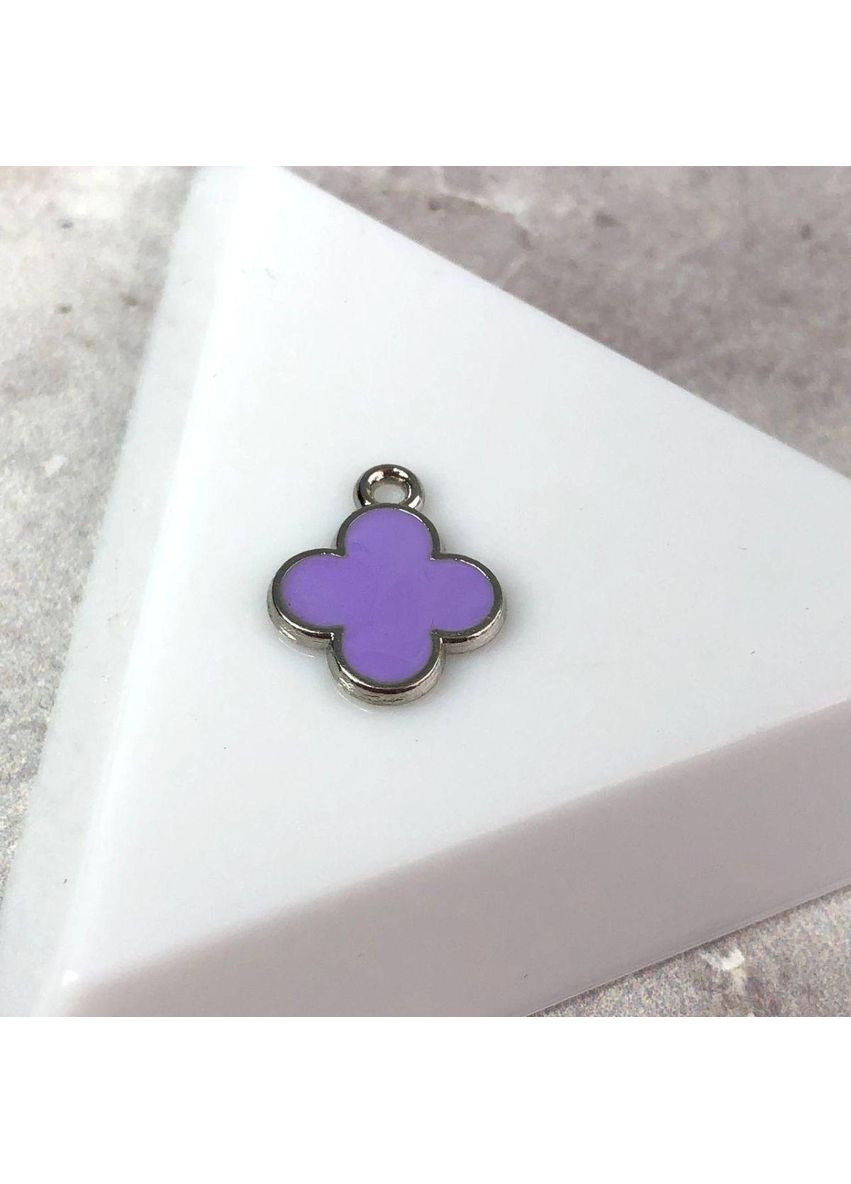 Підвіска металева "Конюшина з емаллю" 12х15 мм, - бузковий у сріблі Plus-plus (352747751)