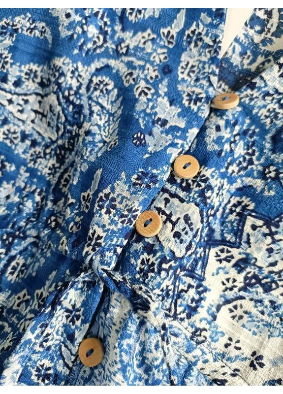 Синя сукня-сорочка середньої довжини з принтом Zara