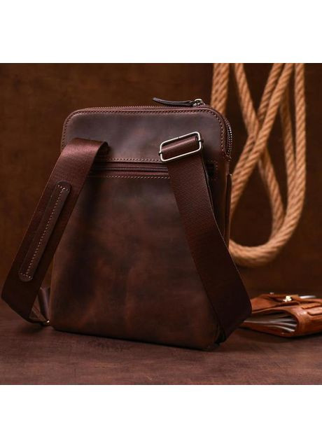 Сумка планшет через плече чоловіча з натуральної шкіри середня Коричневий 36447 Shvigel (354180776)
